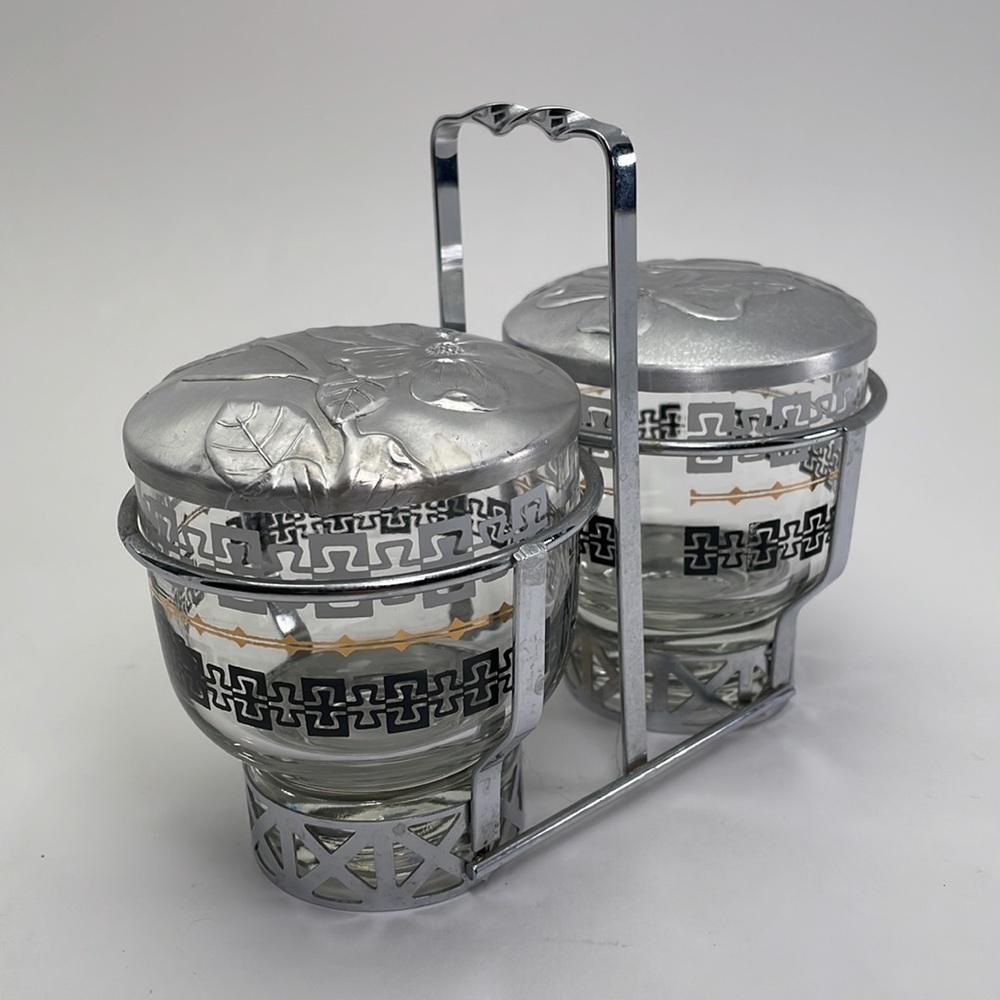Vintage Libbey Glass Condiment Caddy